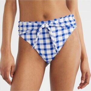 Nobo Junior Women's Bikini Bottom Blue Plaid Waist Tie  Size 11 – 13